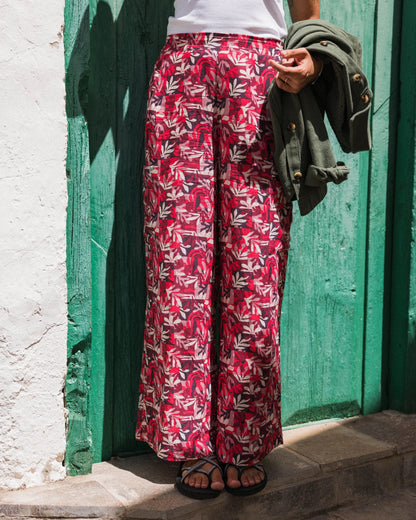 Someday Linen Trouser - Mountain Foliage Cranberry - Lifestyle