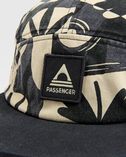 Coast 5 Panel Snapback Cap - Roam Further Black - Flatlay