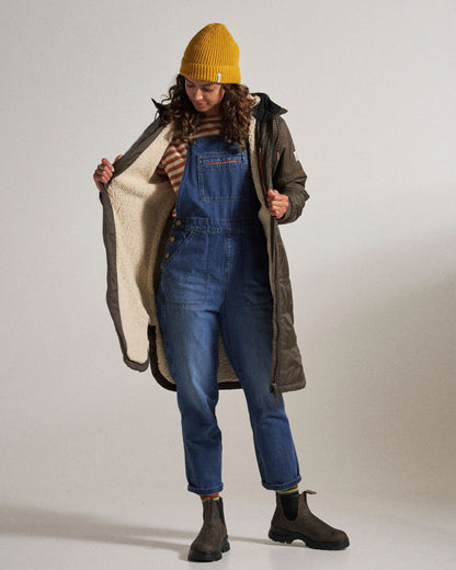 Flora Recycled Sherpa Lined Parka - Coffee - Studio Model