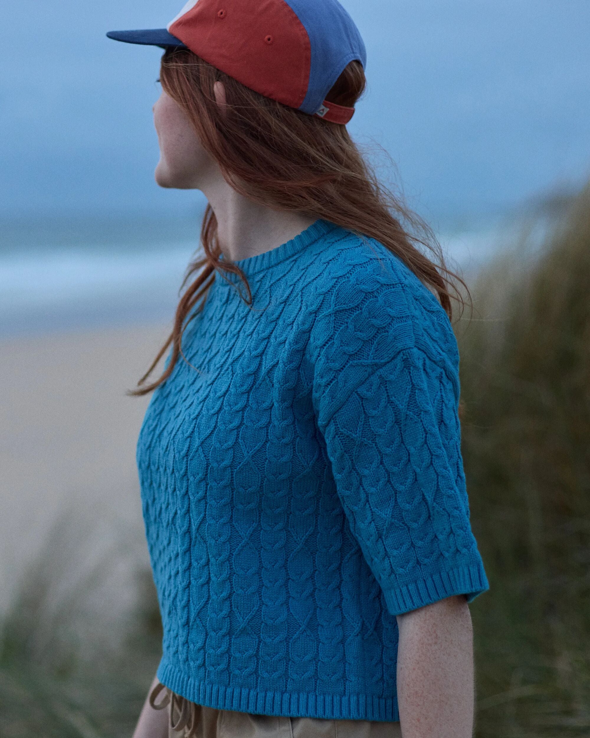 Homely Short Sleeve Knitted Jumper - Bluejay - Lifestyle