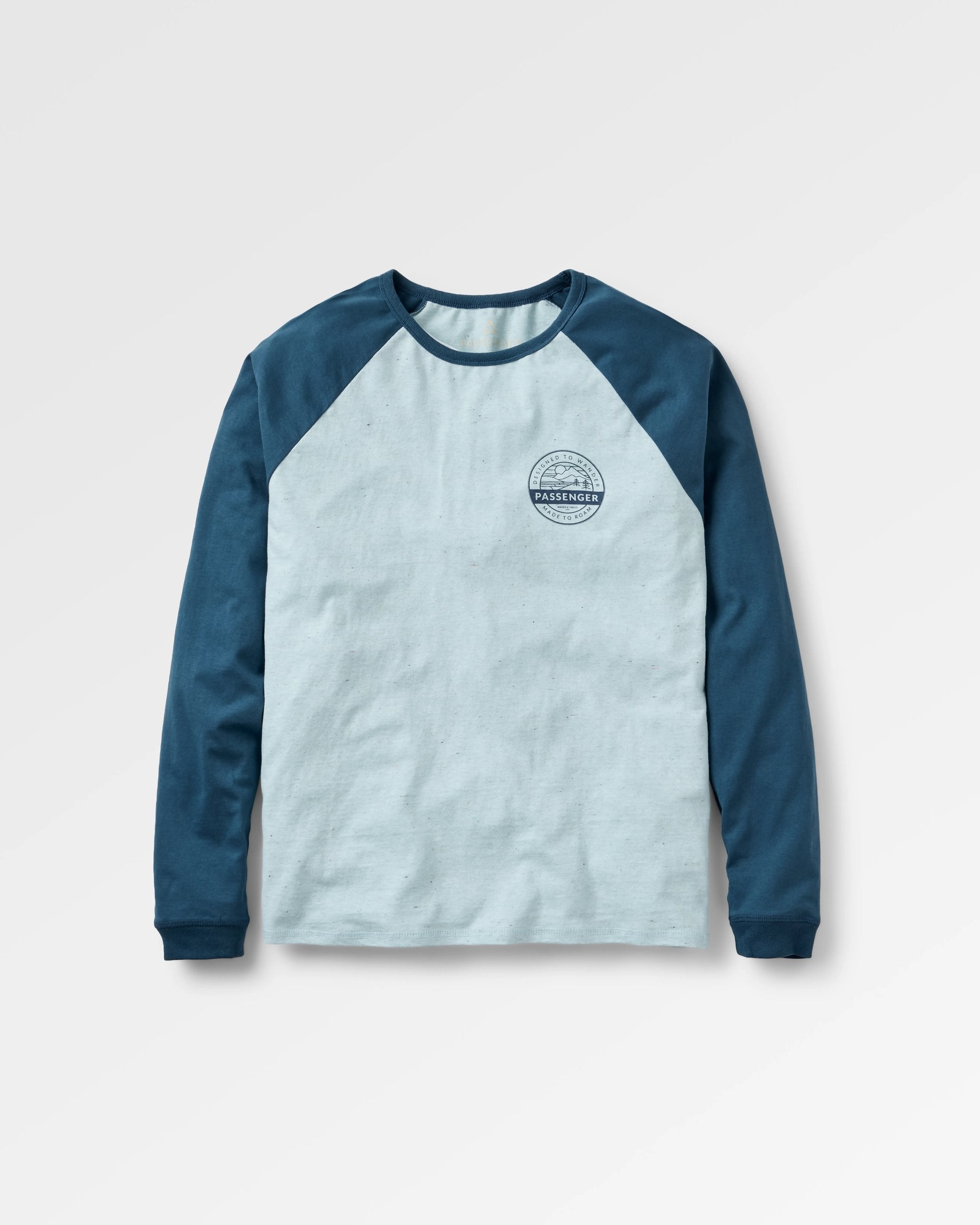 Odyssey Recycled Cotton Raglan T-Shirt - Ice Blue - Flatlay