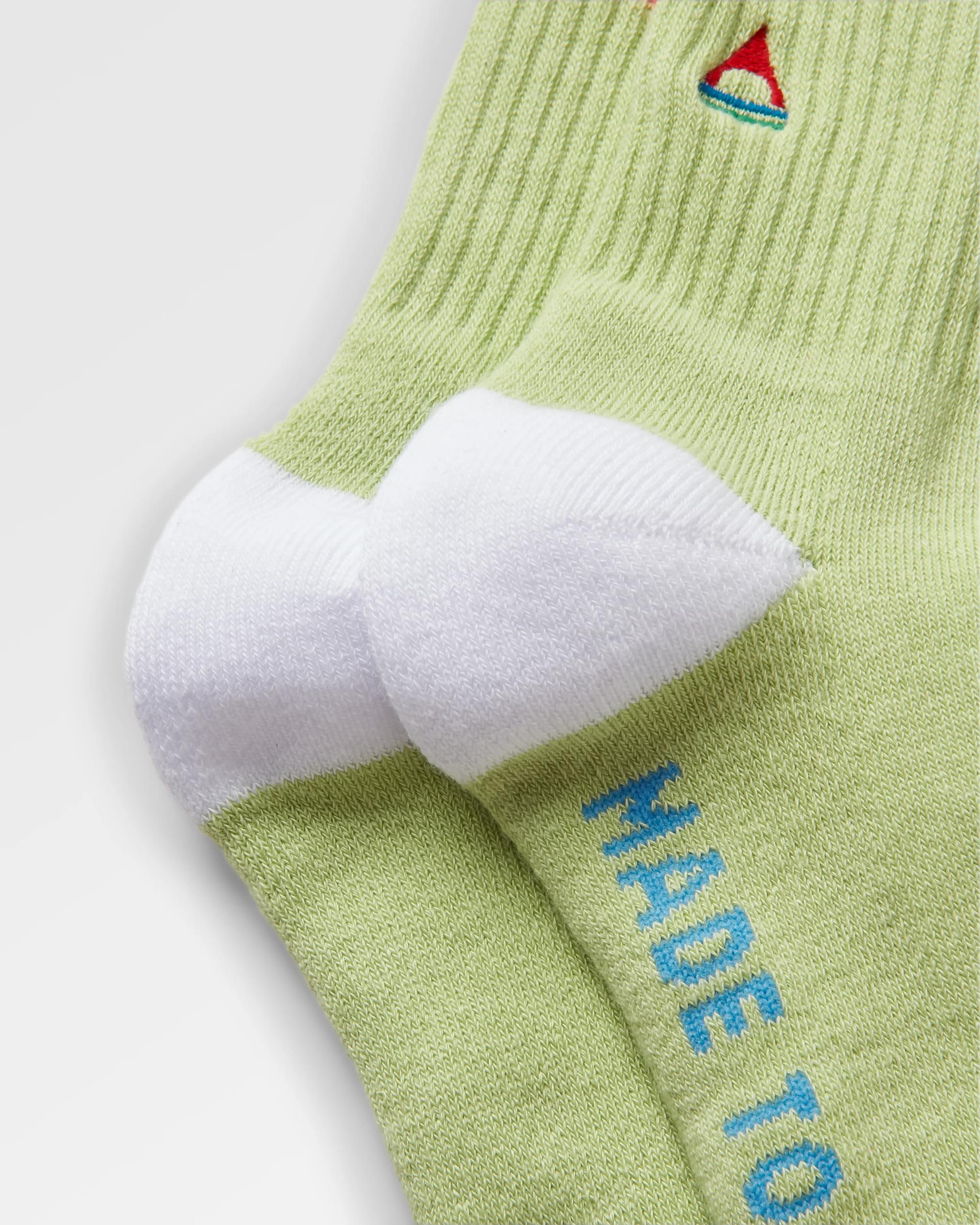 Organic Mid-weight Crew Socks - Green Fig - Flatlay