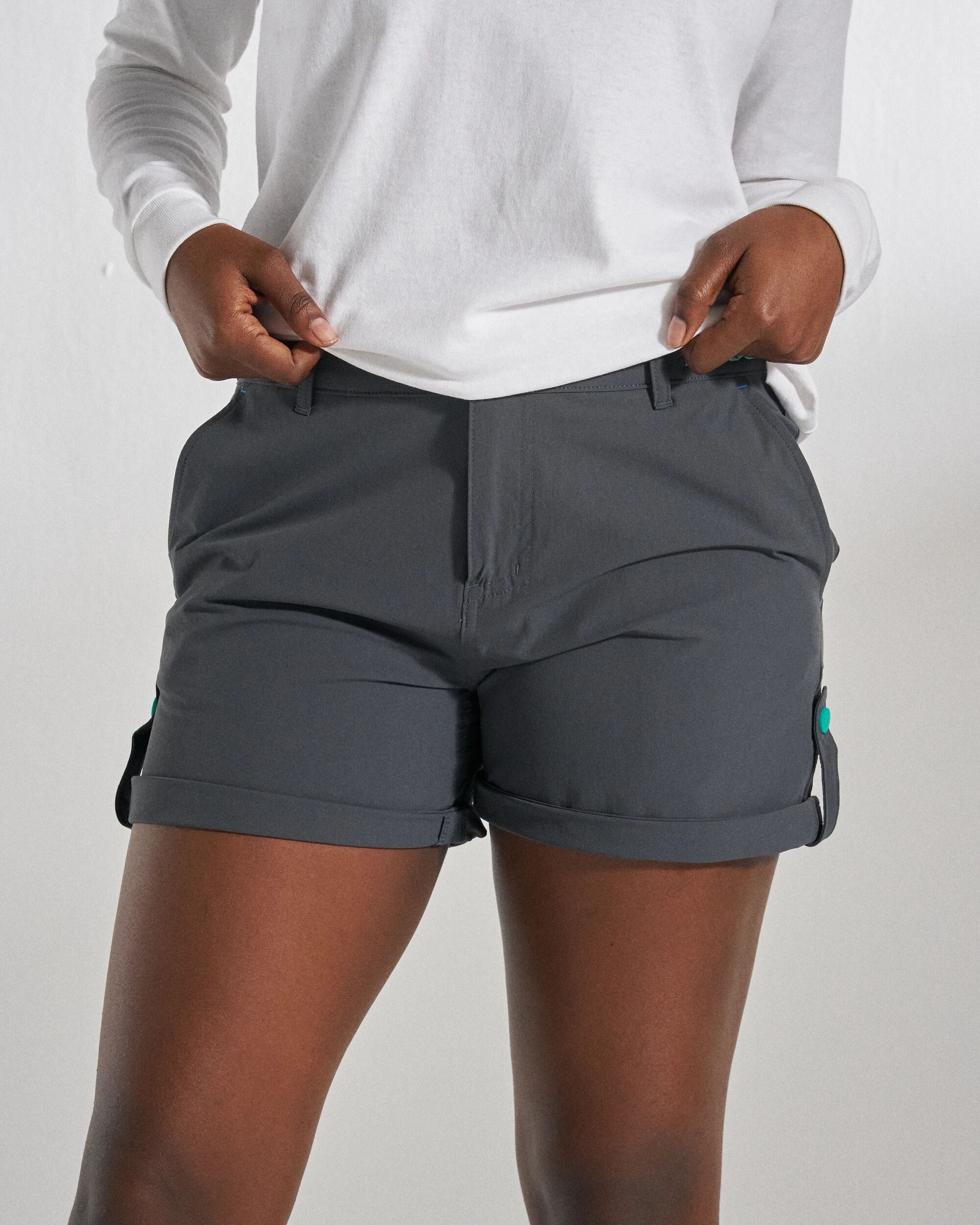 365 Trail Roll Up Short - Charcoal - Studio Model