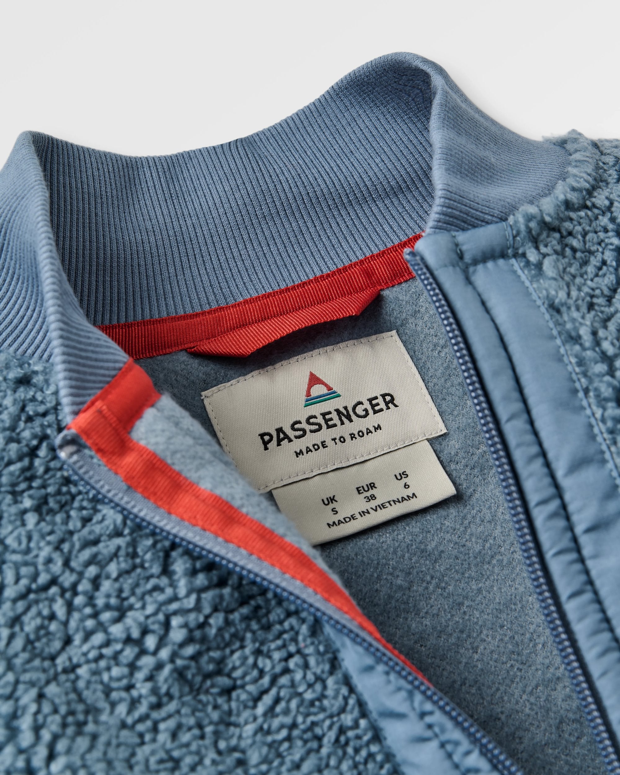 Lucia Recycled Sherpa Fleece - Stormy Blue  - Flatlay