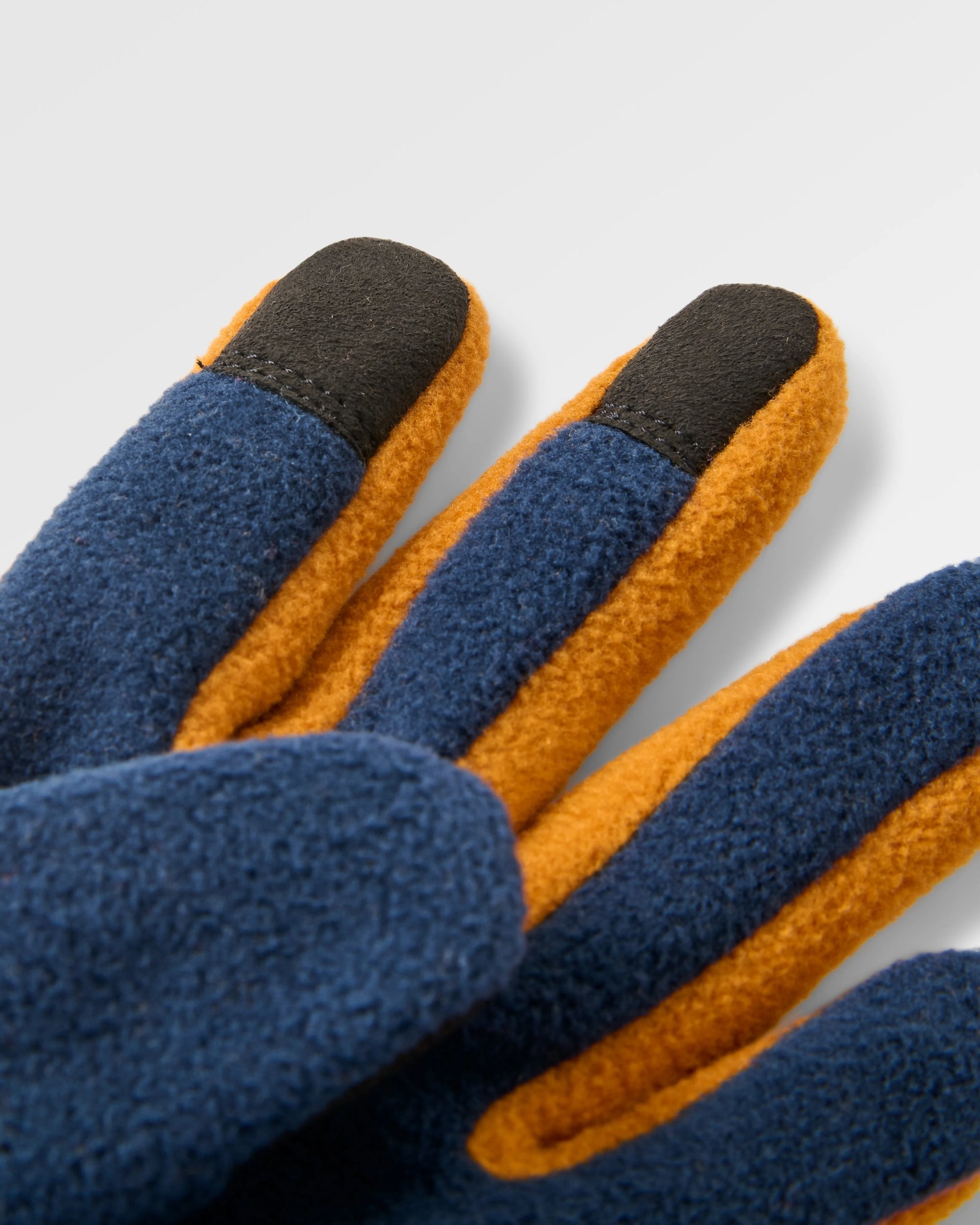 Daytrip Recycled Polar Fleece Gloves - Rich Navy/ Retro Orange - Flatlay