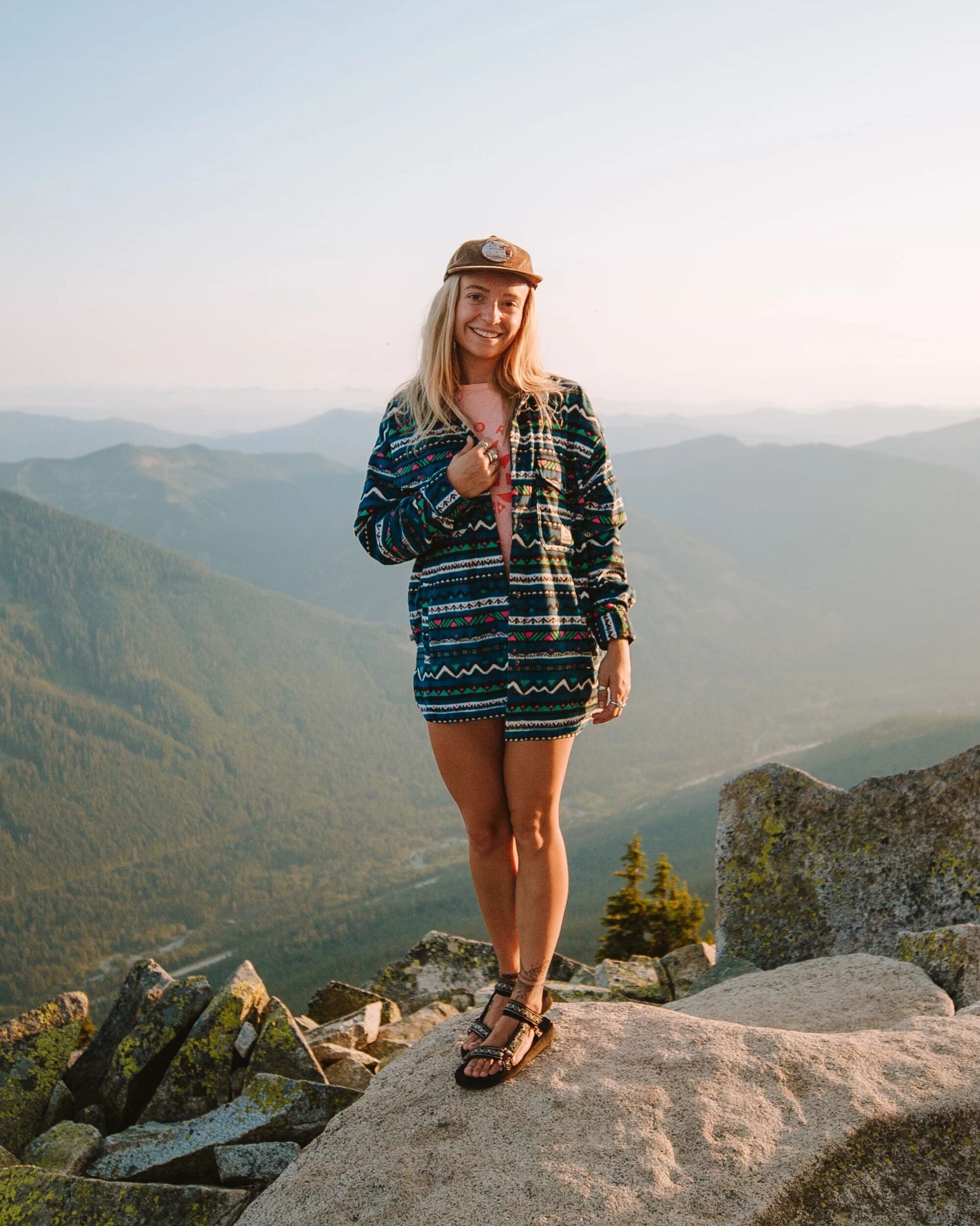 East Recycled Polar Fleece Shirt - Mountain Geo Tidal Blue - Lifestyle