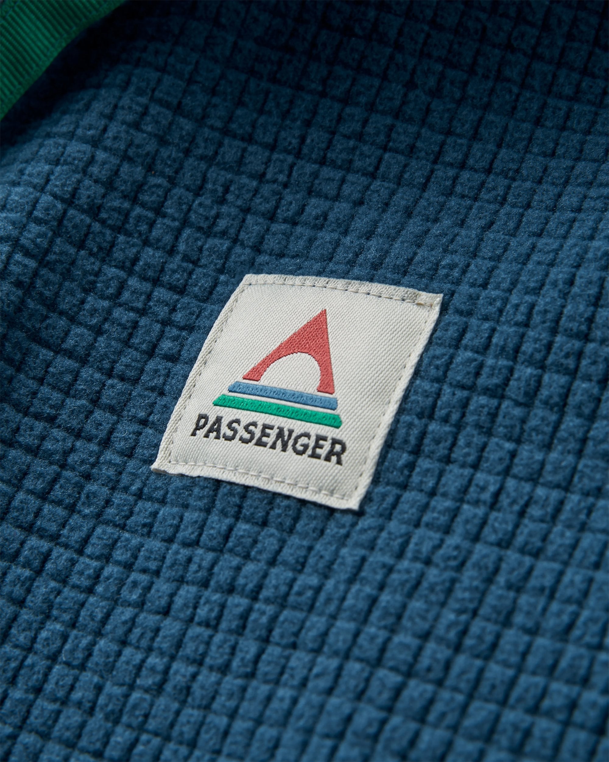 Off Trail Recycled Grid Polar Fleece - Pistachio/Dark Denim - Flatlay