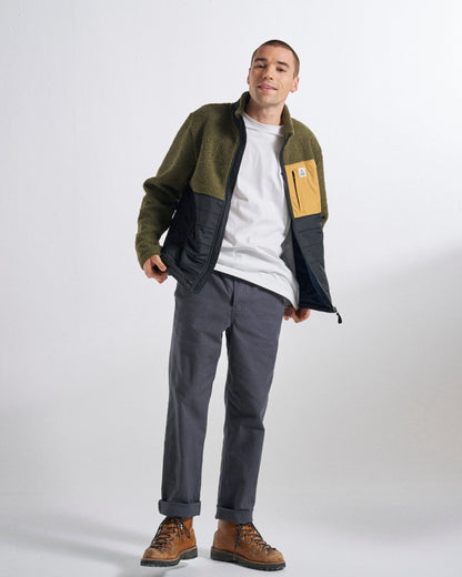 Born Explorer Recycled Polar-Lined Sherpa Fleece - Khaki - Studio Model