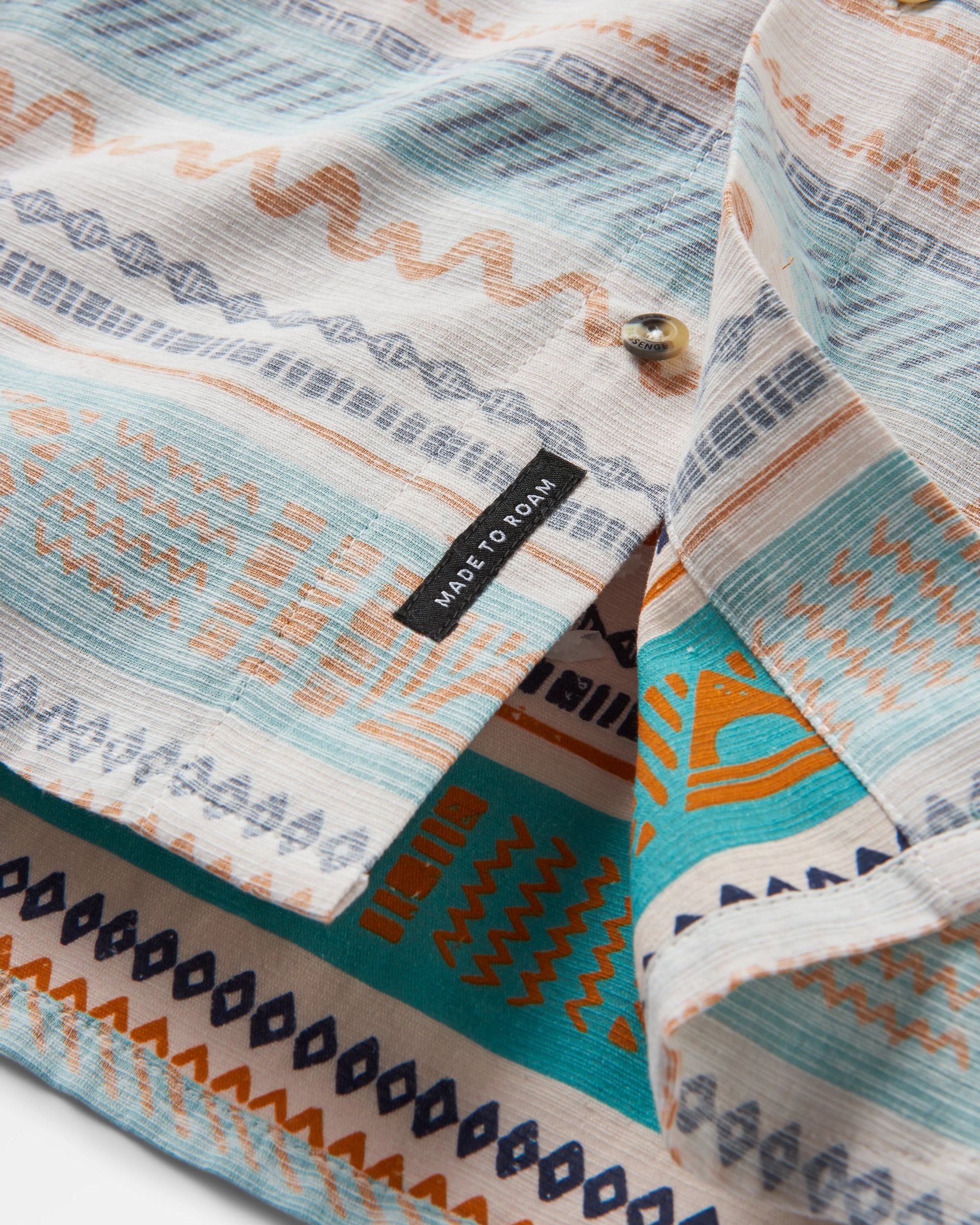 Amboro Organic Cotton Shirt - Patchwork Stripe Birch - Flatlay