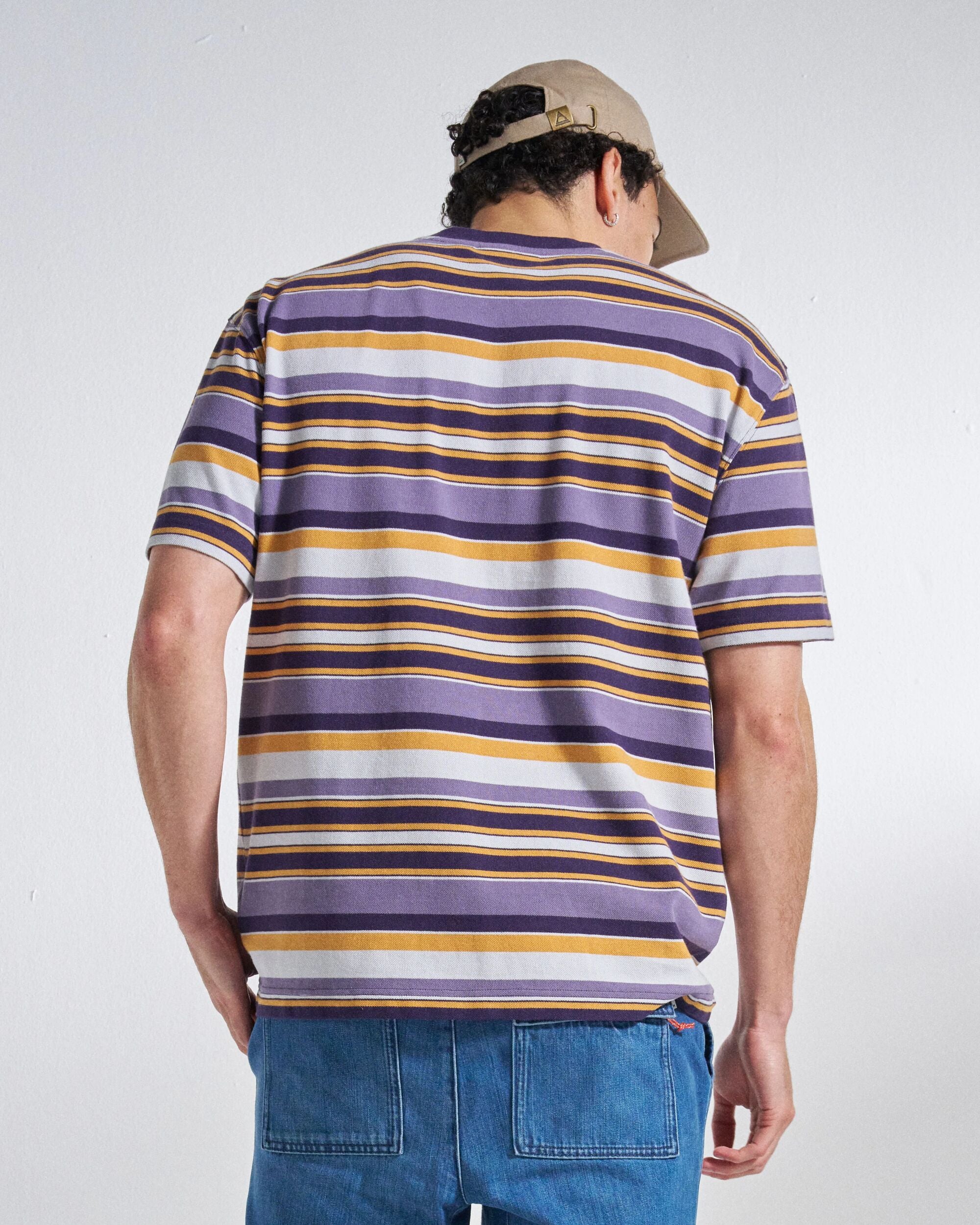 Wild Pine Stripe T-Shirt - Heather Multi Stripe - Studio Model
