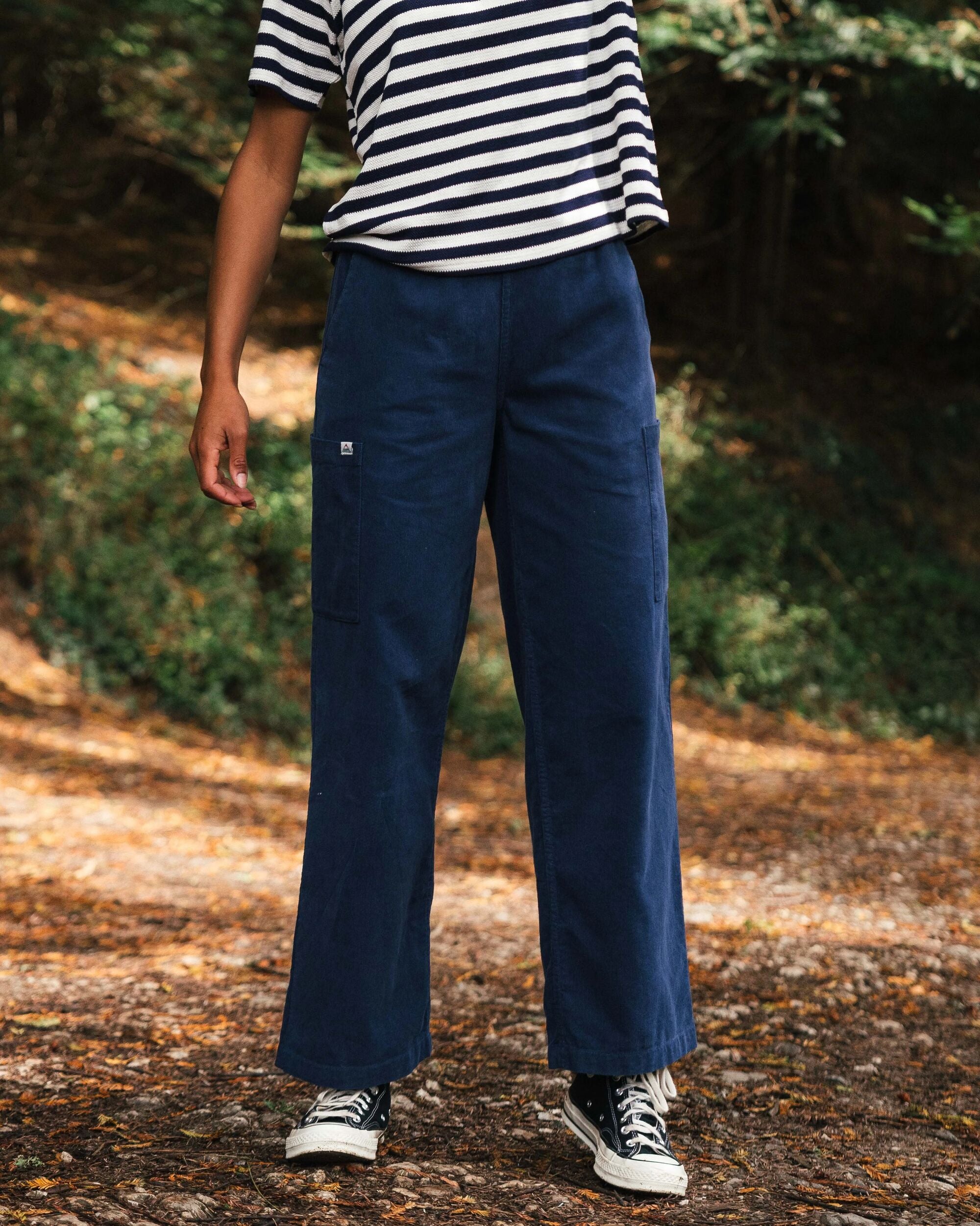 Someday Organic Cotton Corduroy Trouser - Dark Denim - Lifestyle