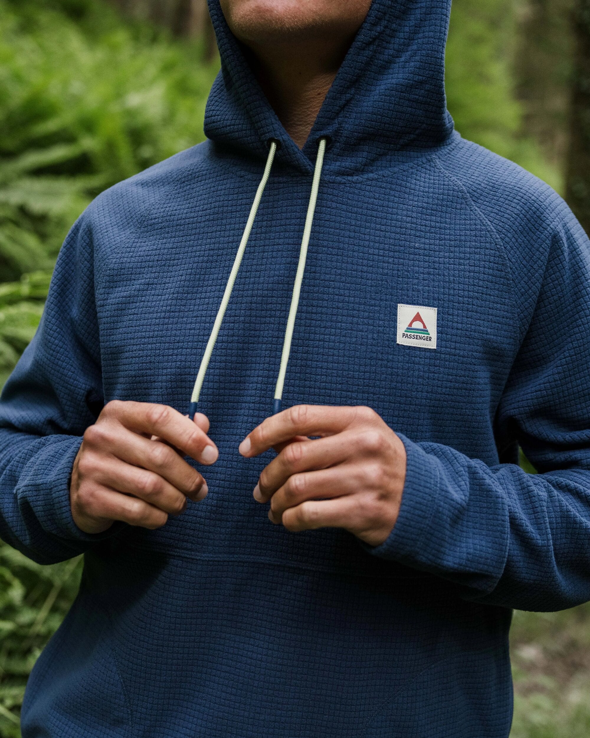 Point Recycled Grid Polar Fleece Hoodie - Dark Denim - Lifestyle