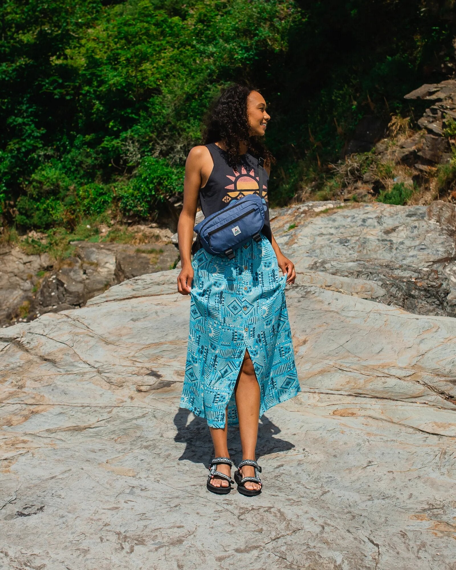 Hannah Skirt - Vintage Patchwork Blue Pool - Lifestyle