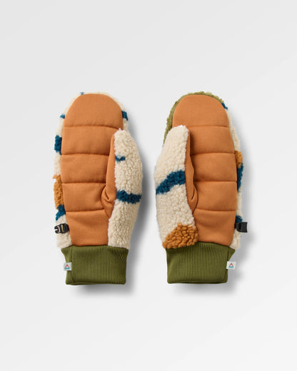 Avalanche Recycled Sherpa Mittens - Abstract Trails Pebble Grey - Flatlay