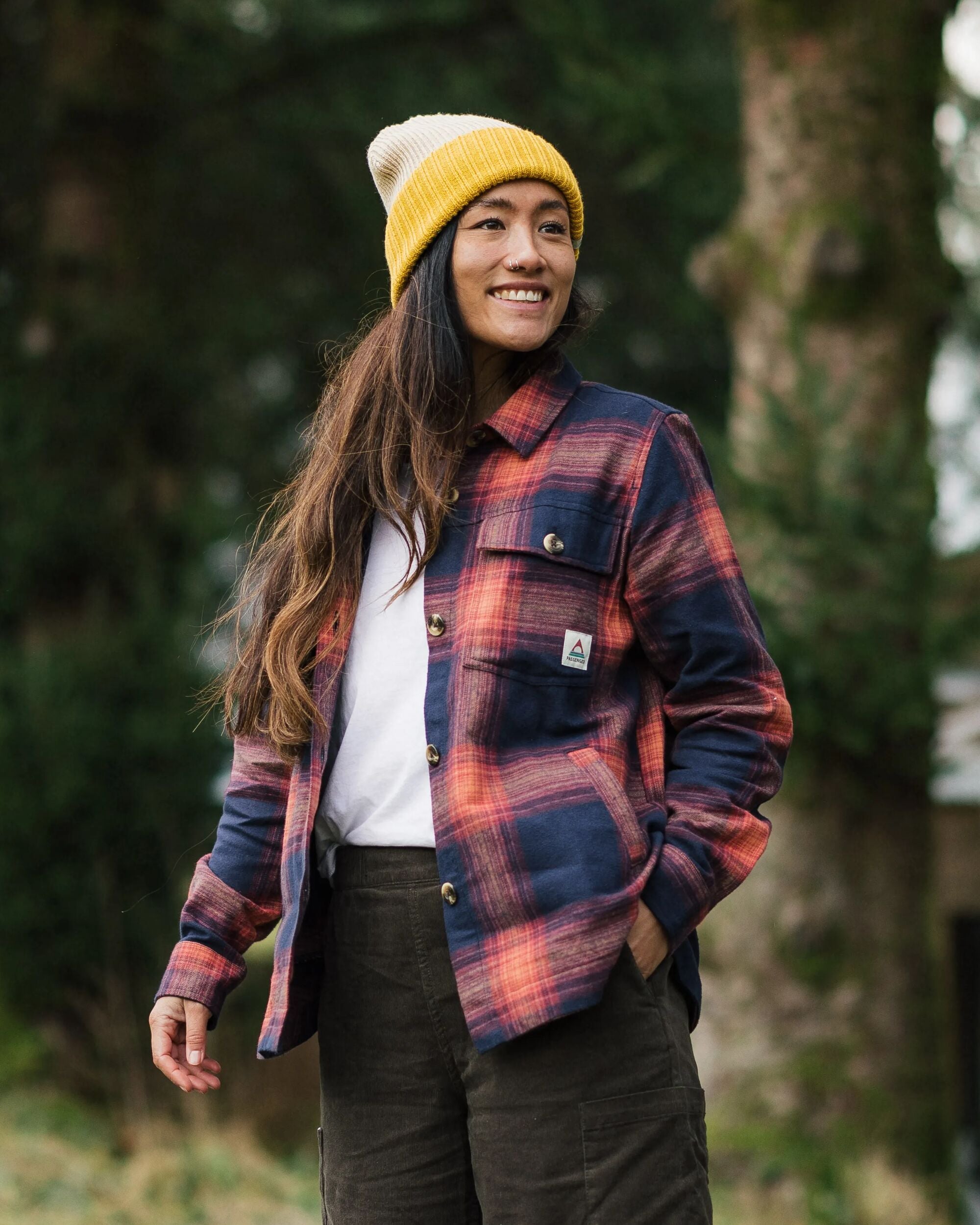 Stella Organic Cotton LS Shirt - Rich Navy/ Red Ochre Check - Lifestyle