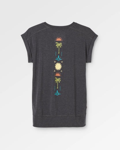 Women's Solscape Active T-Shirt - Faded Black Marl - Flatlay