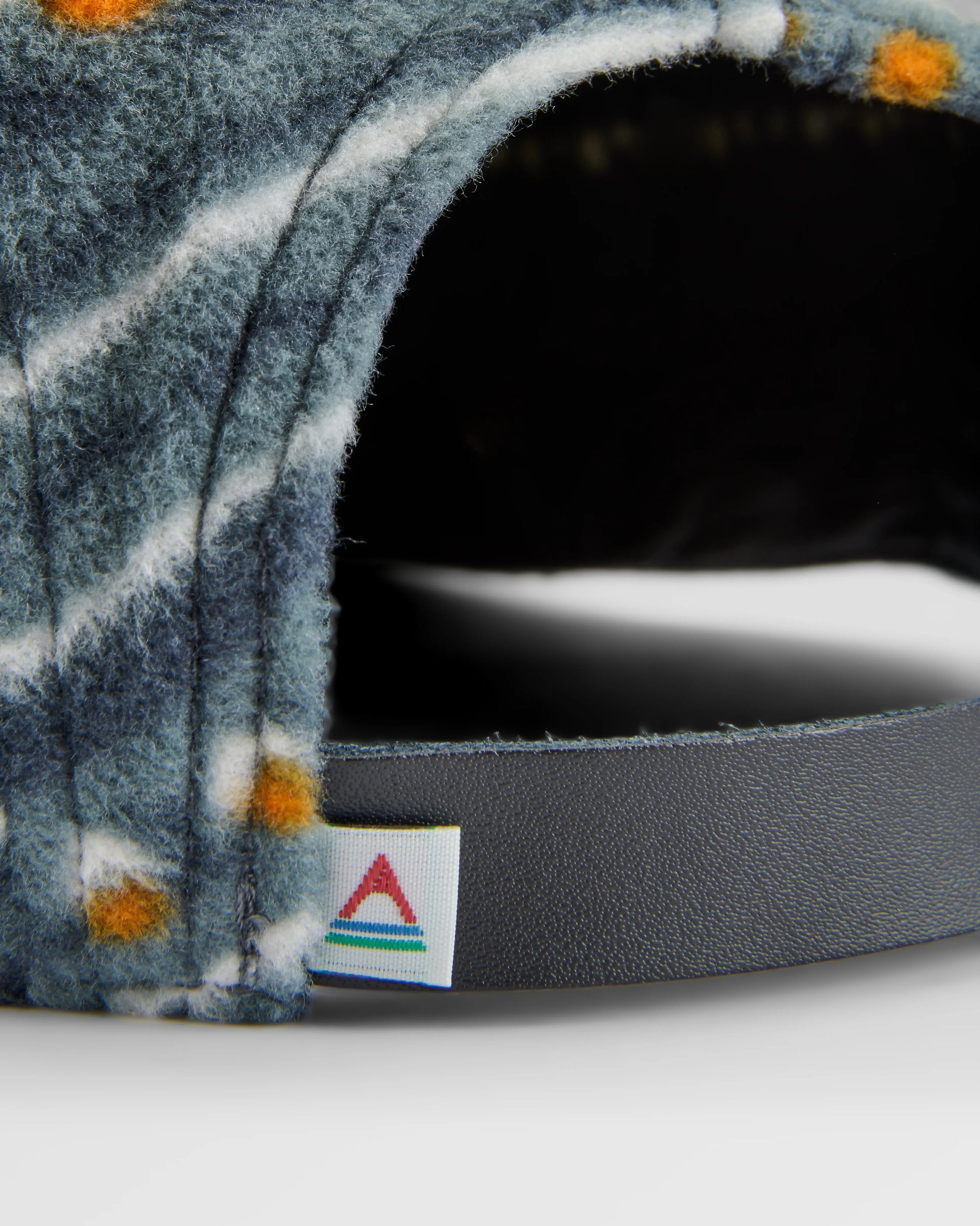 Pine Recycled Polar Fleece 5 Panel Cap - Geo Track Storm Grey - Flatlay