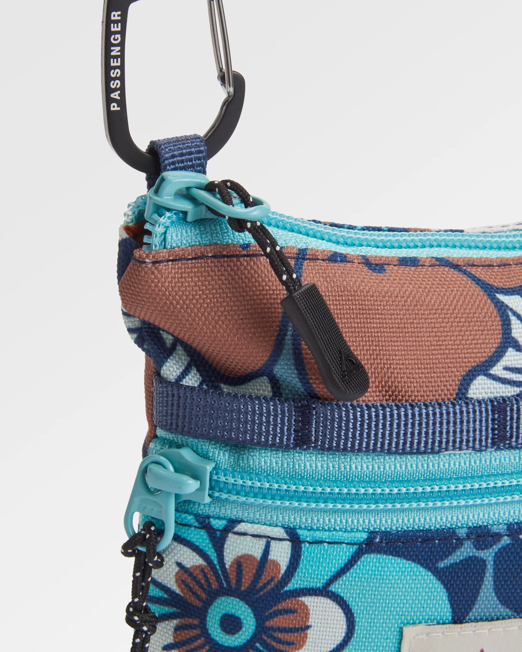 Journey Recycled Crossbody Bag - Vintage Floral Aqua - Flatlay