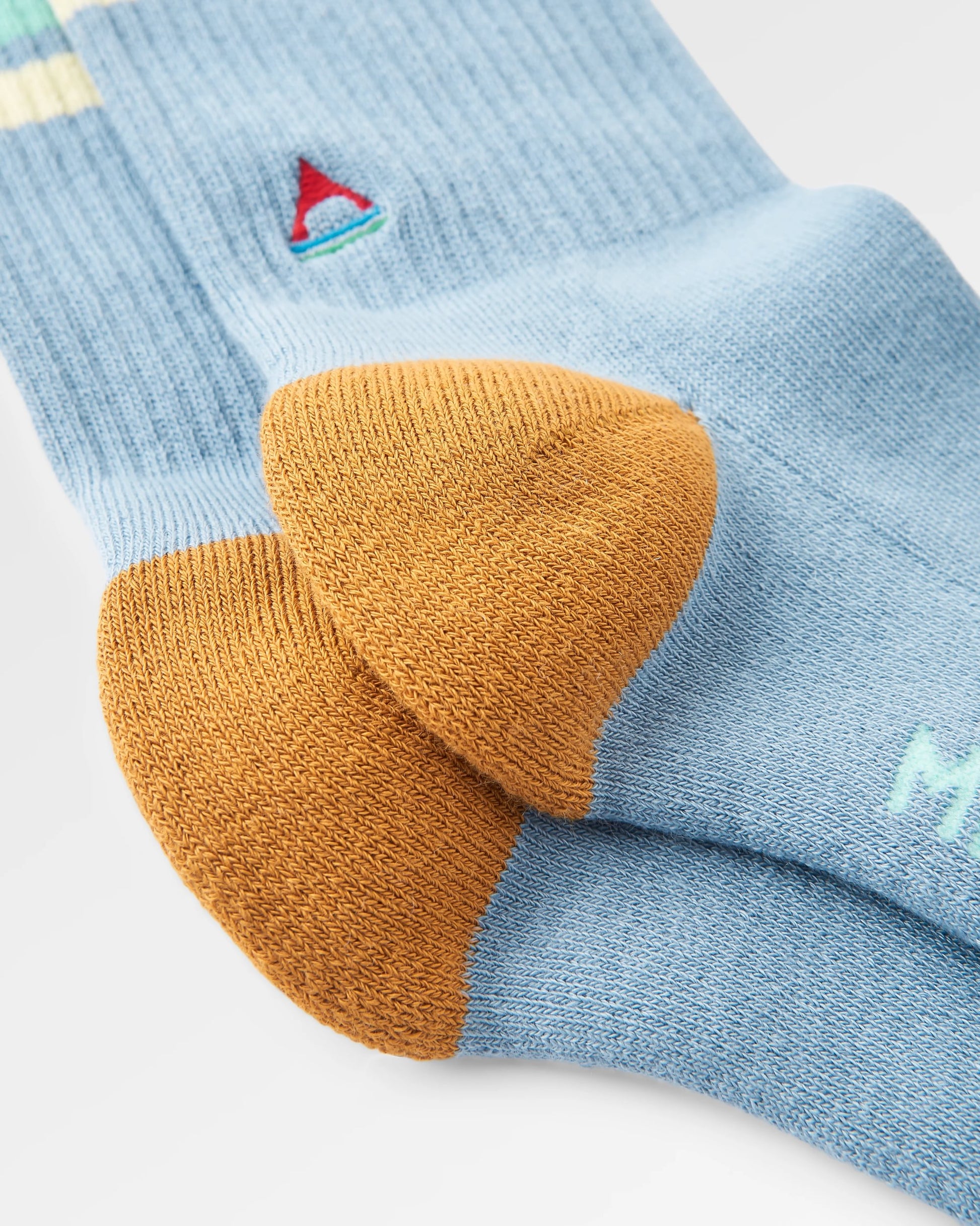 Organic Midweight Crew Socks - Faded Denim - Flatlay
