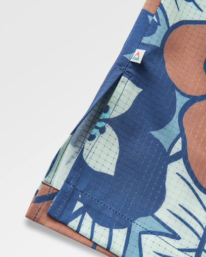 365 Recycled Active Boxy Shirt - Vintage Floral Aqua - Flatlay