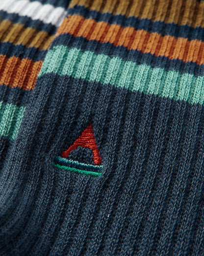 Organic Midweight Crew Socks - Navy - Flatlay