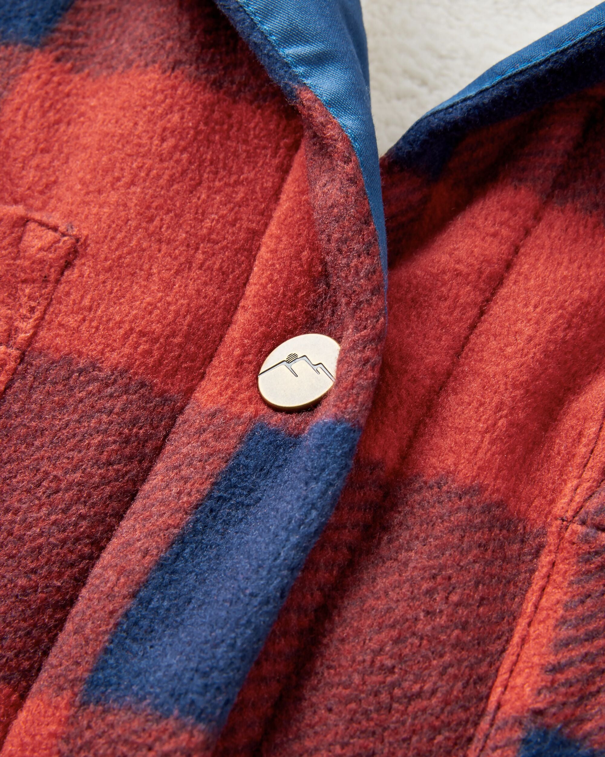 Orion Recycled Sherpa-Lined Polar Fleece Shirt - Red Ochre Buffalo - Flatlay