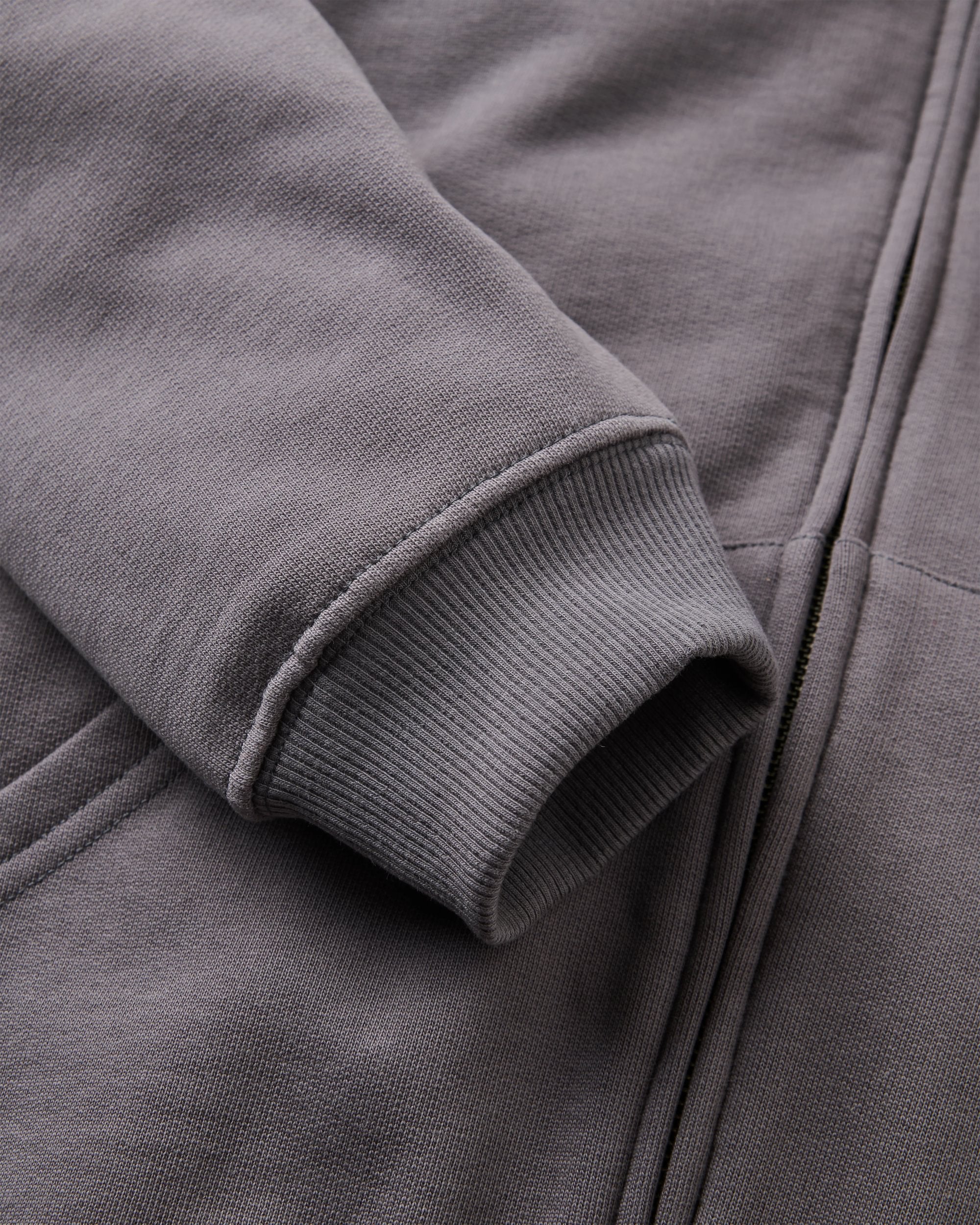 Tall Pines Full Zip Recycled Cotton Hoodie - Charcoal - Flatlay