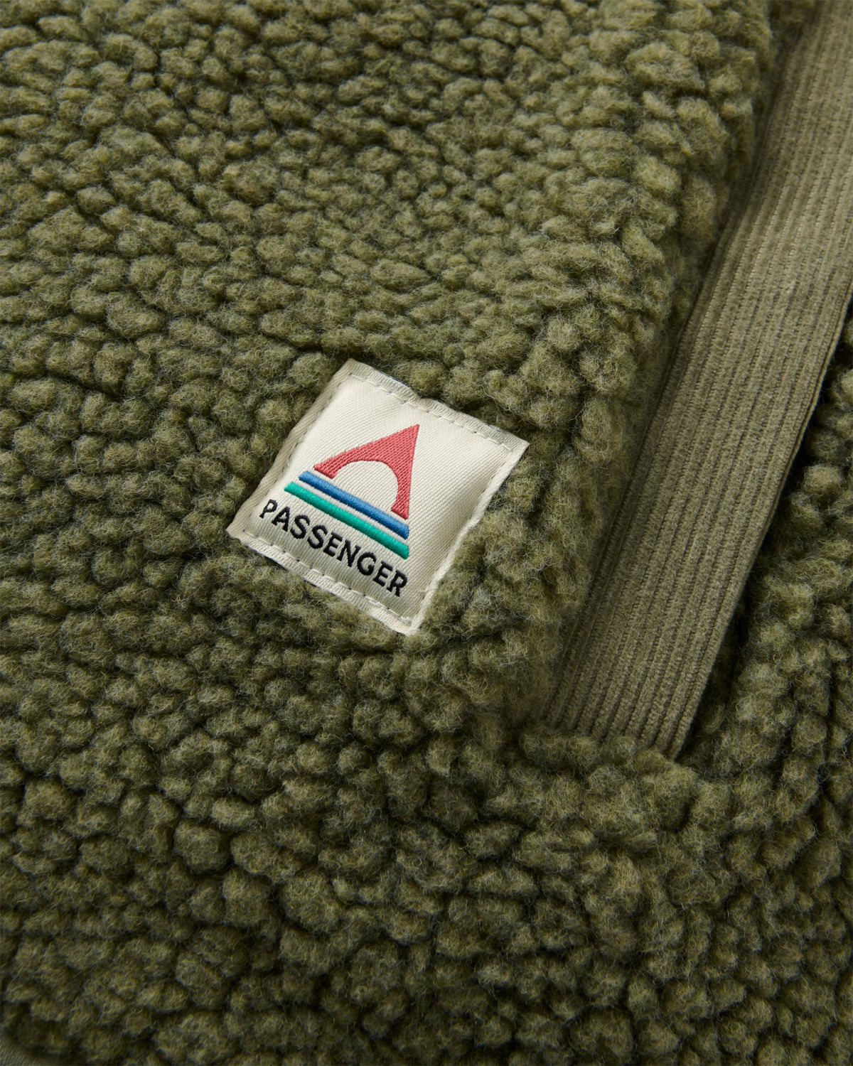 Tawny Collarless Deep Pile Sherpa Gilet - Dusty Olive - Flatlay
