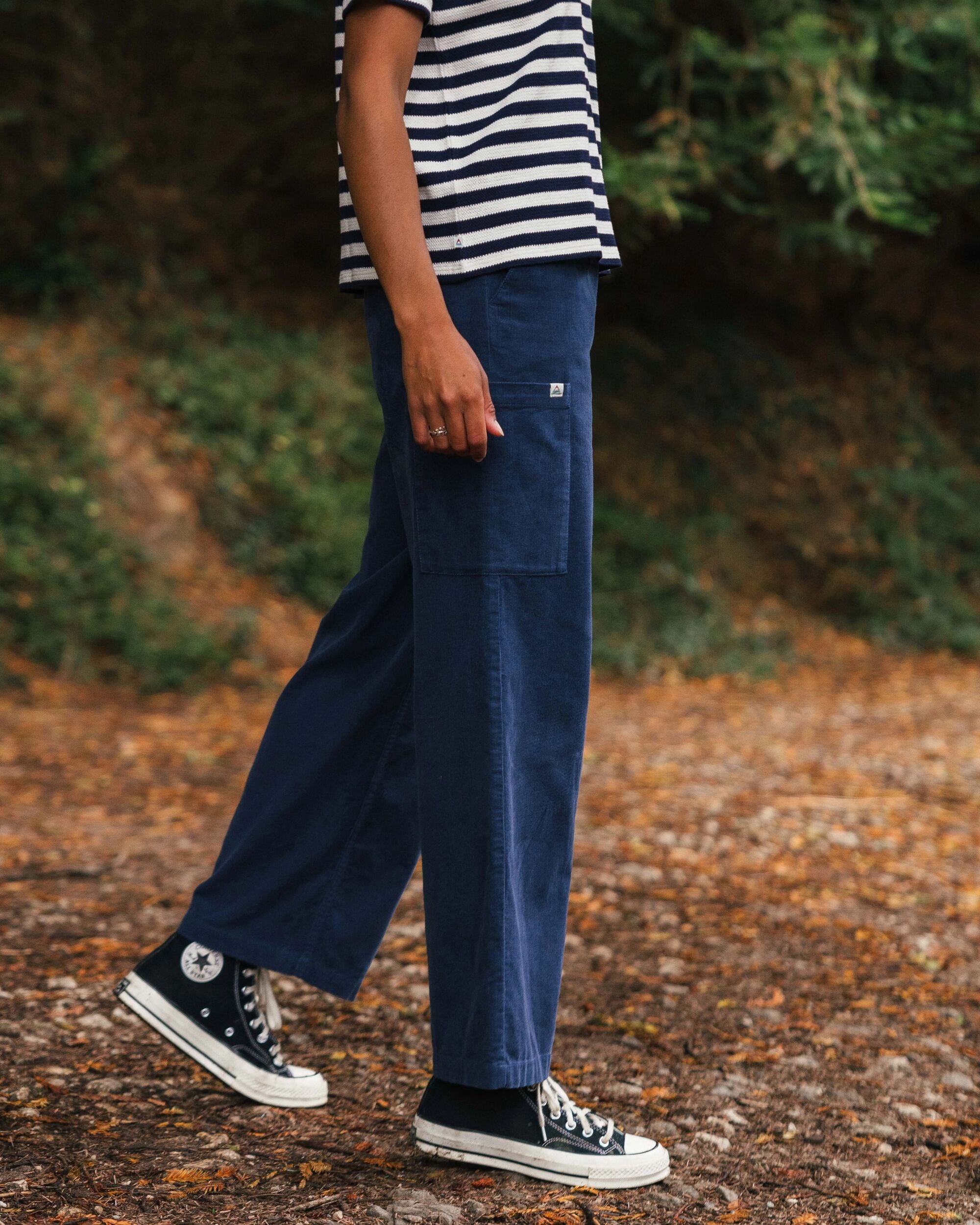Someday Organic Cotton Corduroy Trouser - Dark Denim - Lifestyle