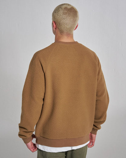 Offgrid Sherpa Crew Fleece - Caramel Brown - Studio Model