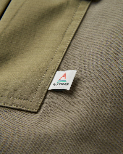 Travel Pocket Relaxed Fit T-Shirt - Dusty Olive - Flatlay