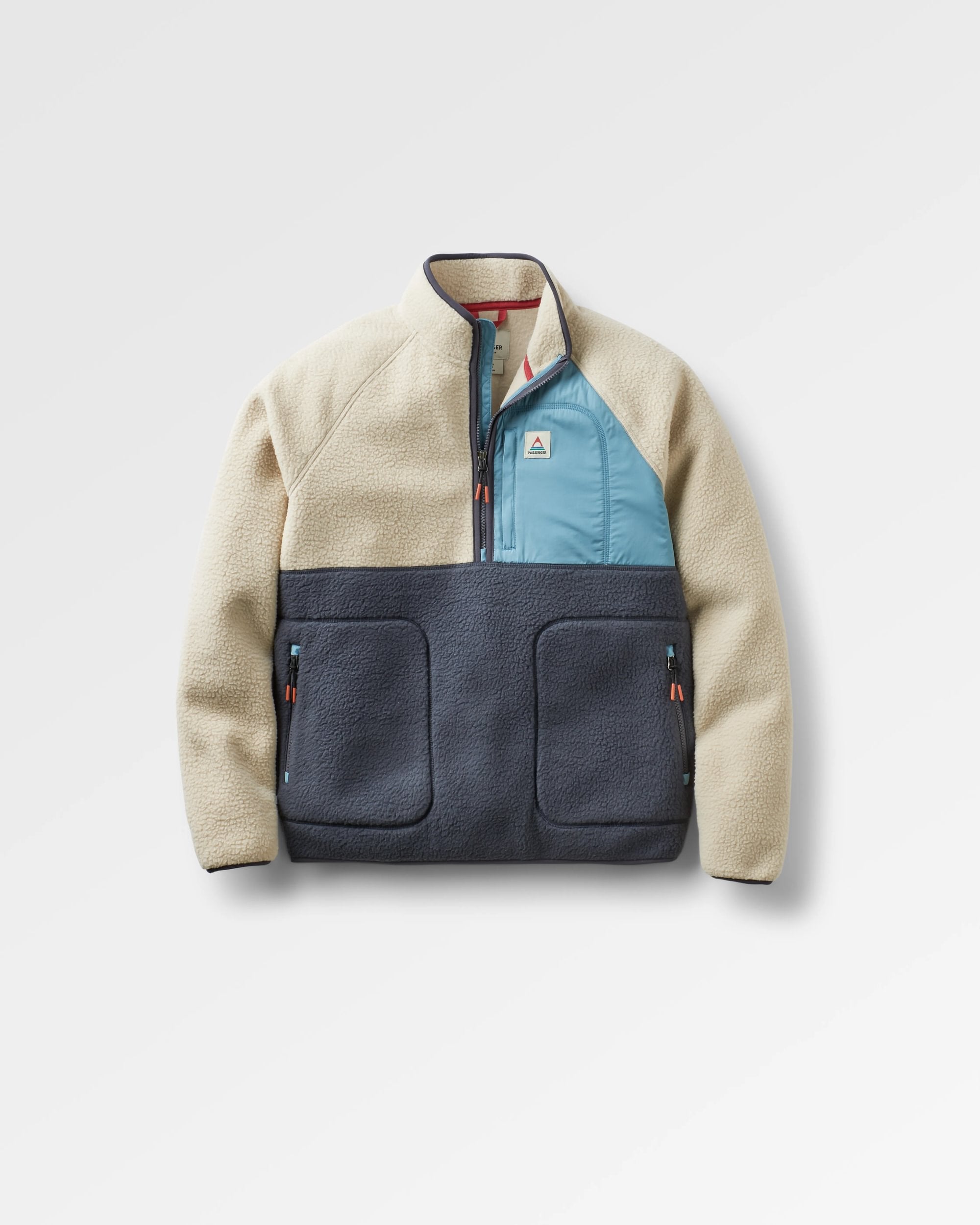 Offgrid 1/2 Zip Recycled Sherpa Fleece - Oatmeal/Charcoal - Flatlay