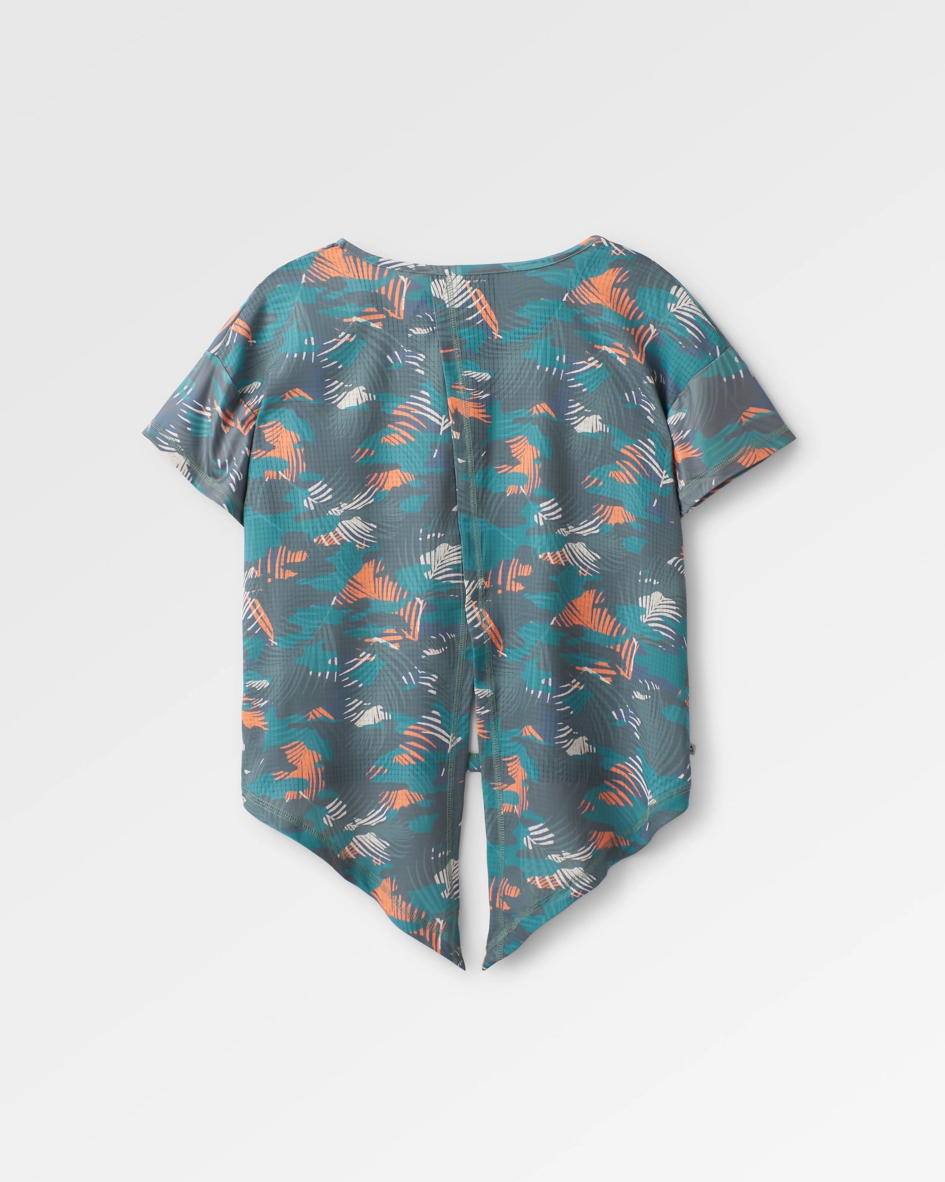 Chakra Tie Back Active Recycled T-Shirt - Palm Camo Deep Sea