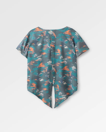 Chakra Tie Back Active Recycled T-Shirt - Palm Camo Deep Sea