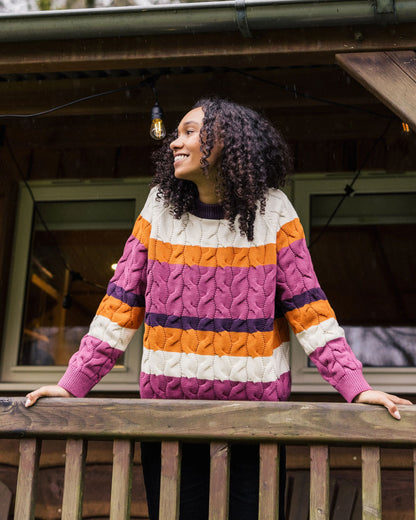 Comfort Organic Cotton Knitted Jumper - Rhubarb Multi Stripe
