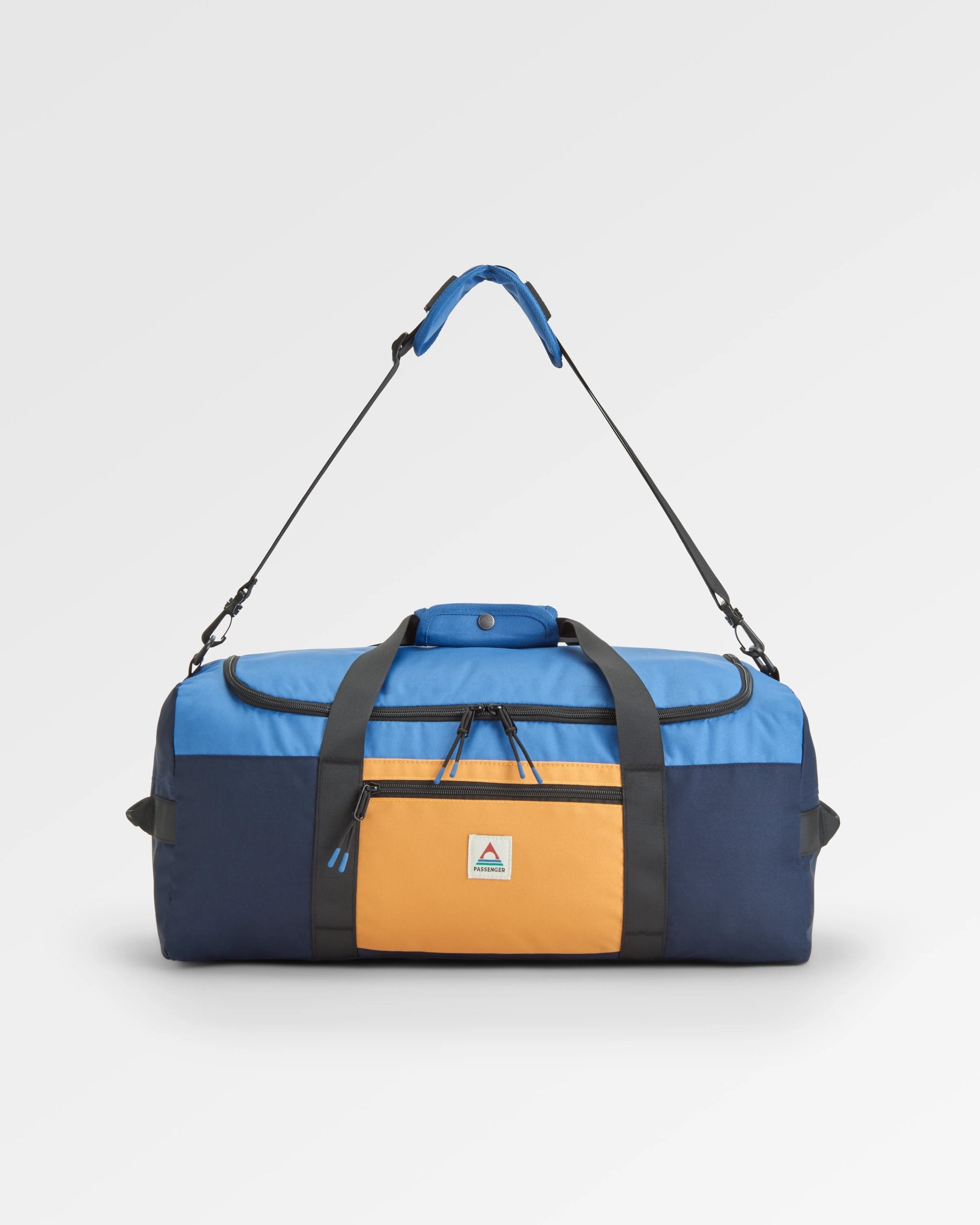 Boondocker Recycled 30L Duffel - Honey/Dark Denim/Rich Navy - Flatlay