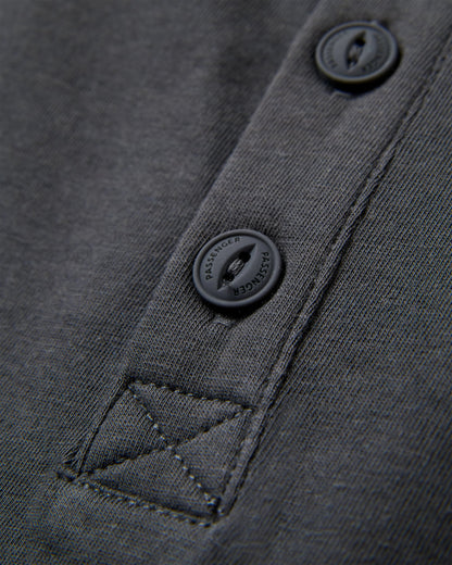 Heritage Relaxed Fit Henley T-Shirt - Faded Black - Flatlay