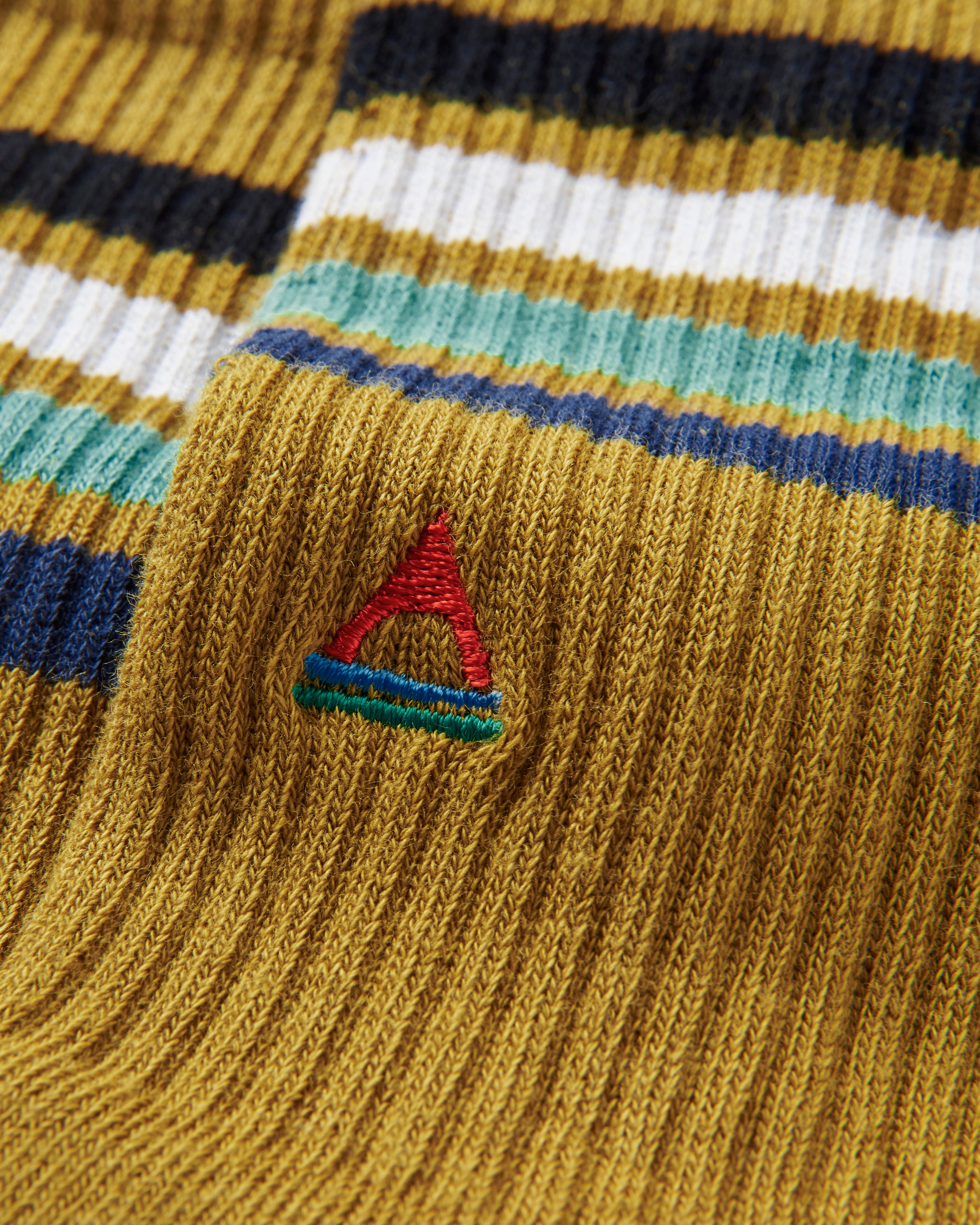 Organic Midweight Crew Socks - Mustard Yellow - Flatlay