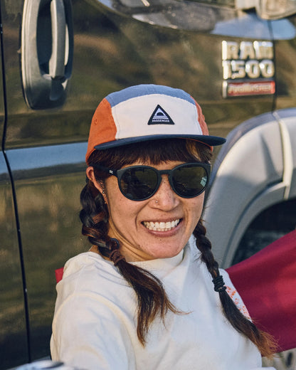 Womens_Fixie Recycled 5 Panel Cap - Sunrise Orange/ Moonlight Blue Multi - Lifestyle