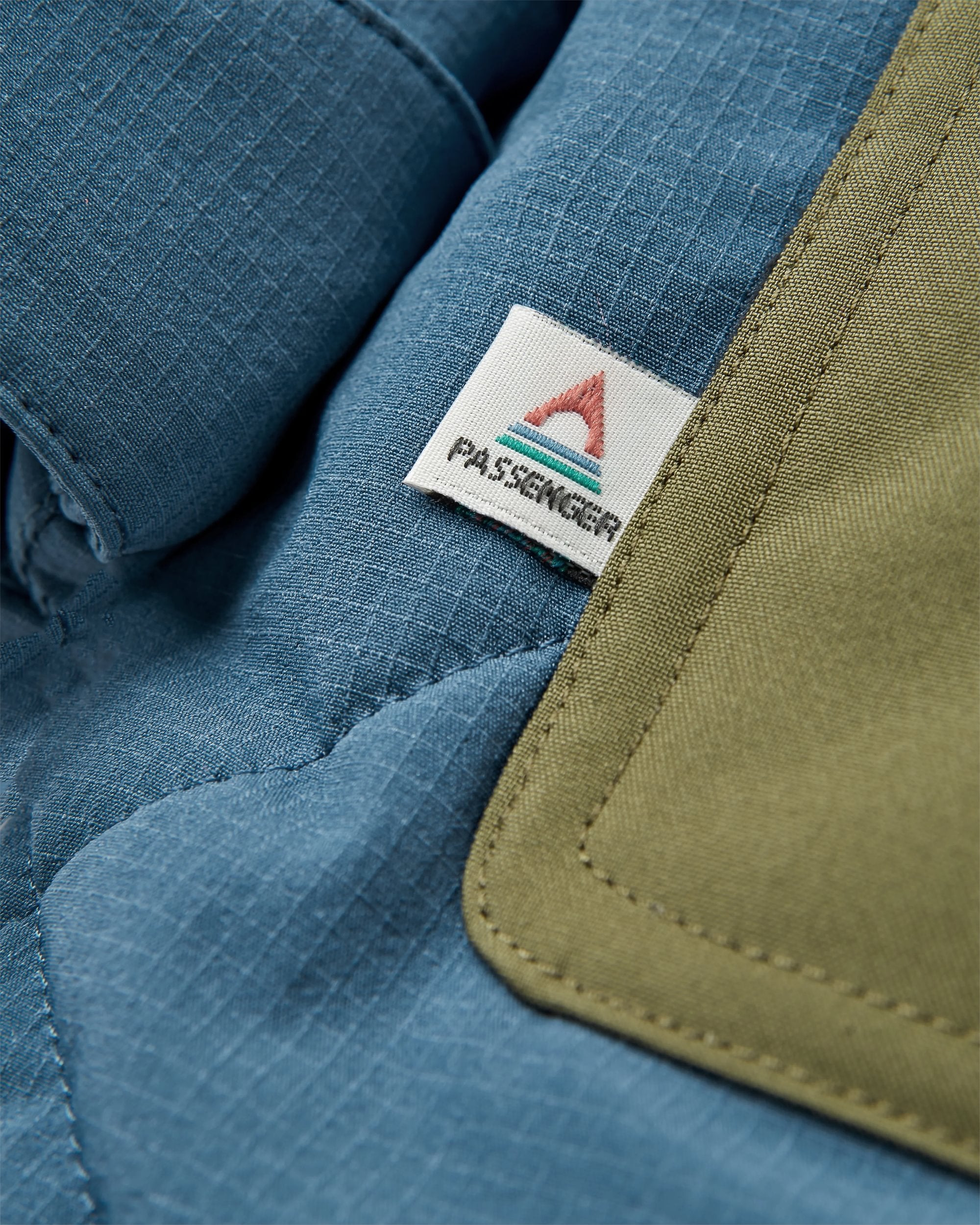 Campscape Recycled Fleece Lined Parka - Khaki/Dark Denim - Flatlay