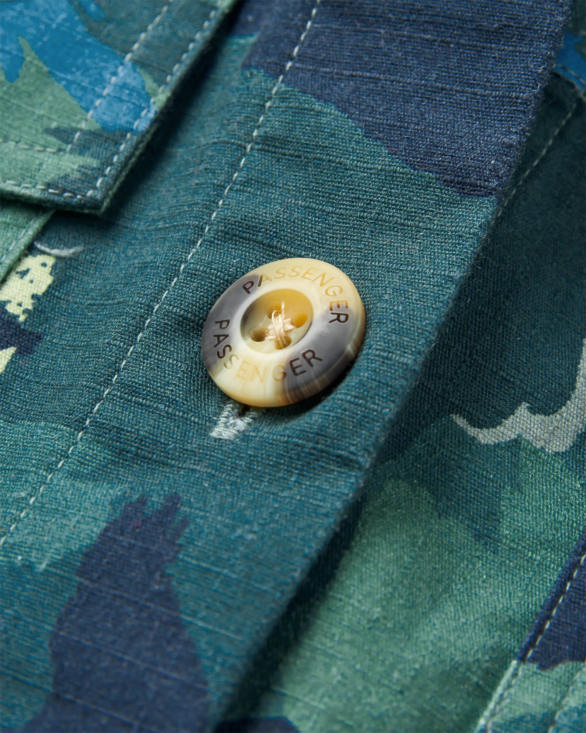 Coral Organic Cotton LS Shirt - Alpine Camo Rain Forest - Flatlay