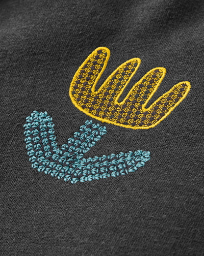 Slower Rhythms Women's Organic Cotton Hoodie - Faded Black - Flatlay