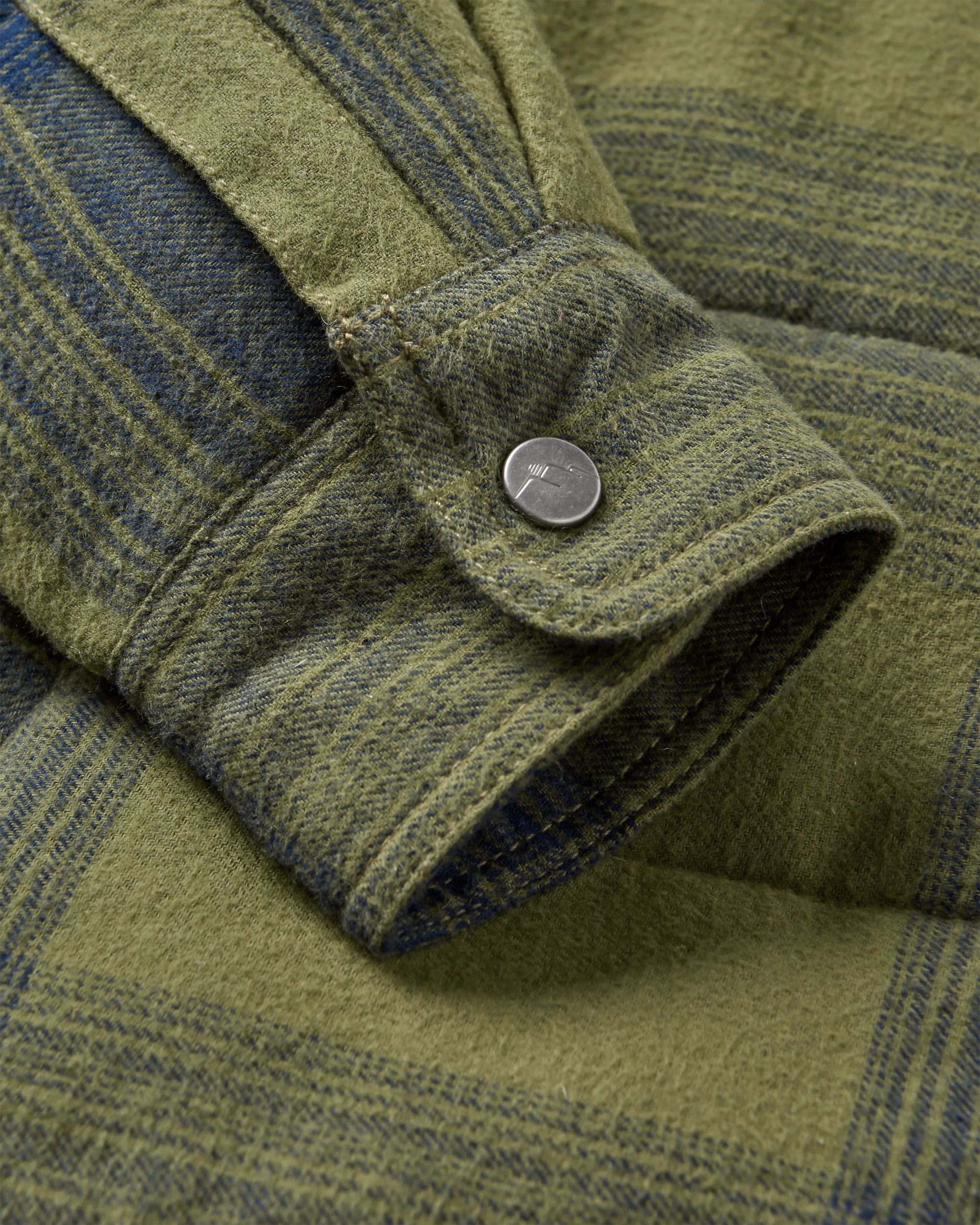 Taranaki Quilted Overshirt - Navy/Khaki Check - Flatlay