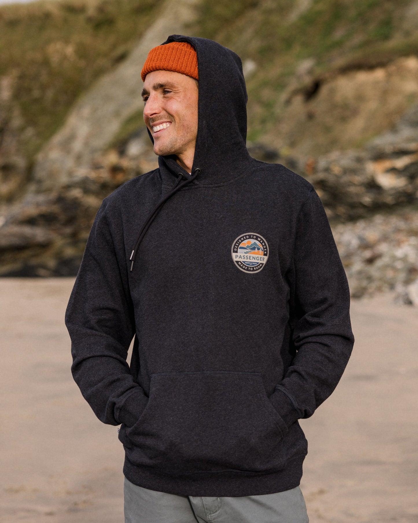 Male_Odyssey Organic Cotton Hoodie - Ebony Marl