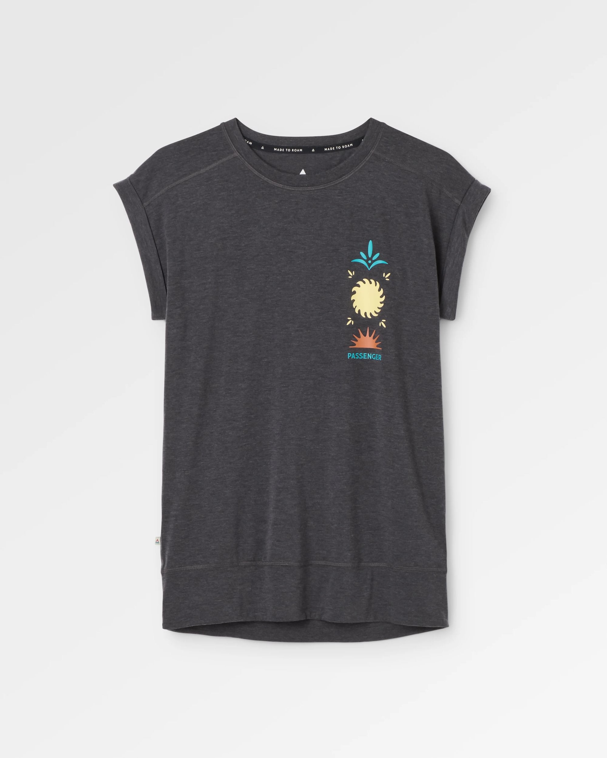 Women's Solscape Active T-Shirt - Faded Black Marl - Flatlay