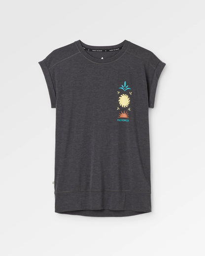 Women's Solscape Active T-Shirt - Faded Black Marl - Flatlay