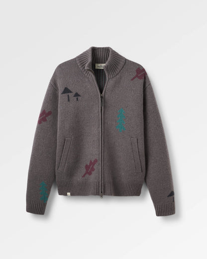Woodburn Full-Zip Knitted Jumper - Slate Grey - Flatlay