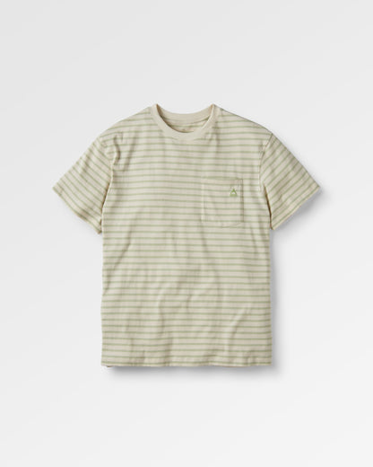 Zen Recycled Cotton Relaxed Fit T-Shirt - Apple Green Stripe - Flatlay
