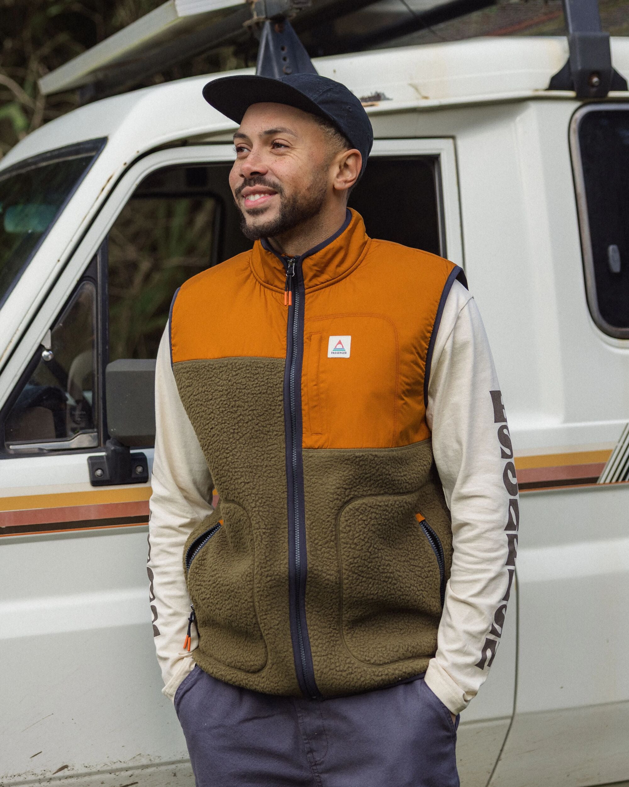 Offgrid Recycled Sherpa Fleece Vest - Dark Olive - Lifestyle