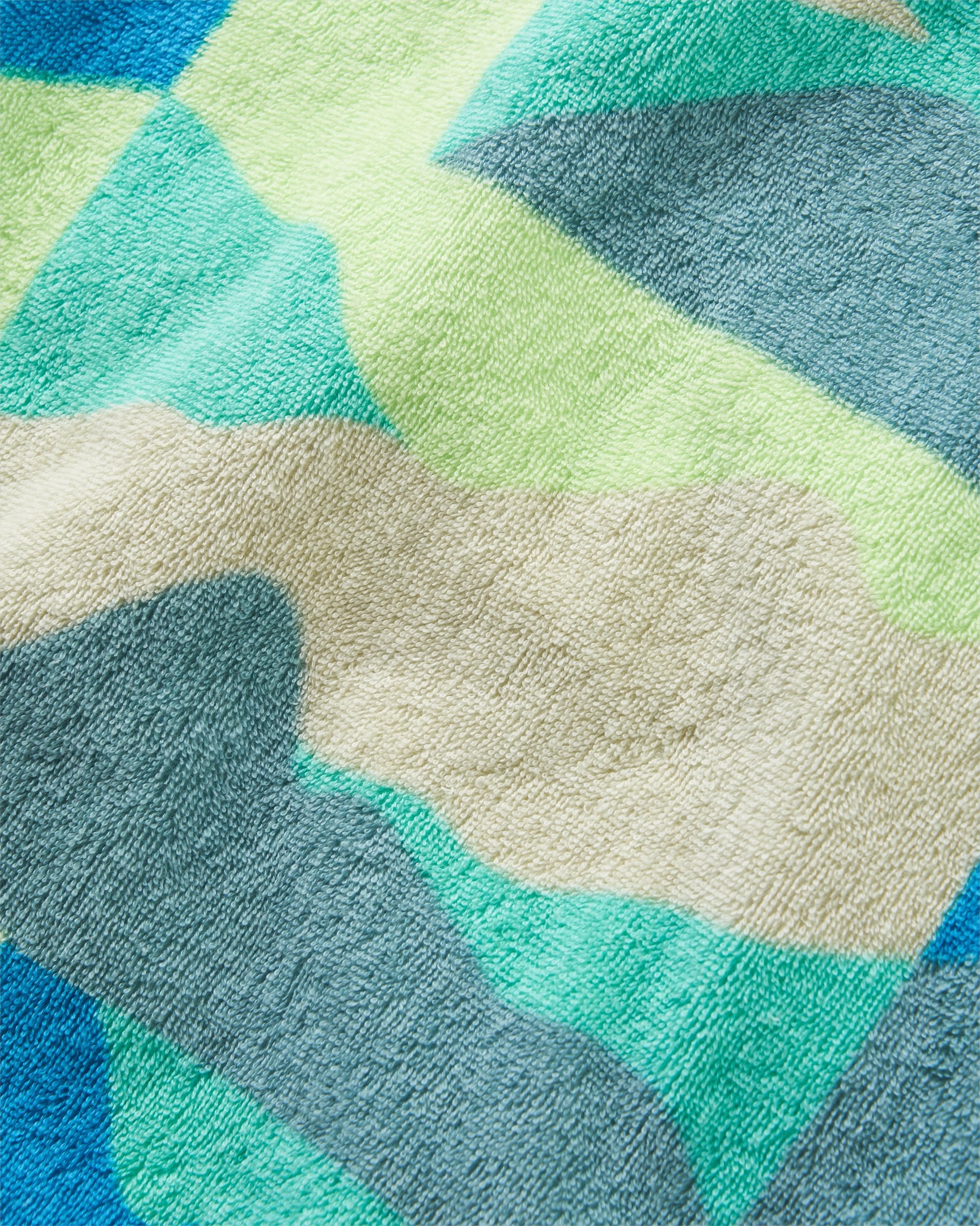 Shoreline Cotton Towel Poncho - Vista Patchwork Arctic - Flatlay